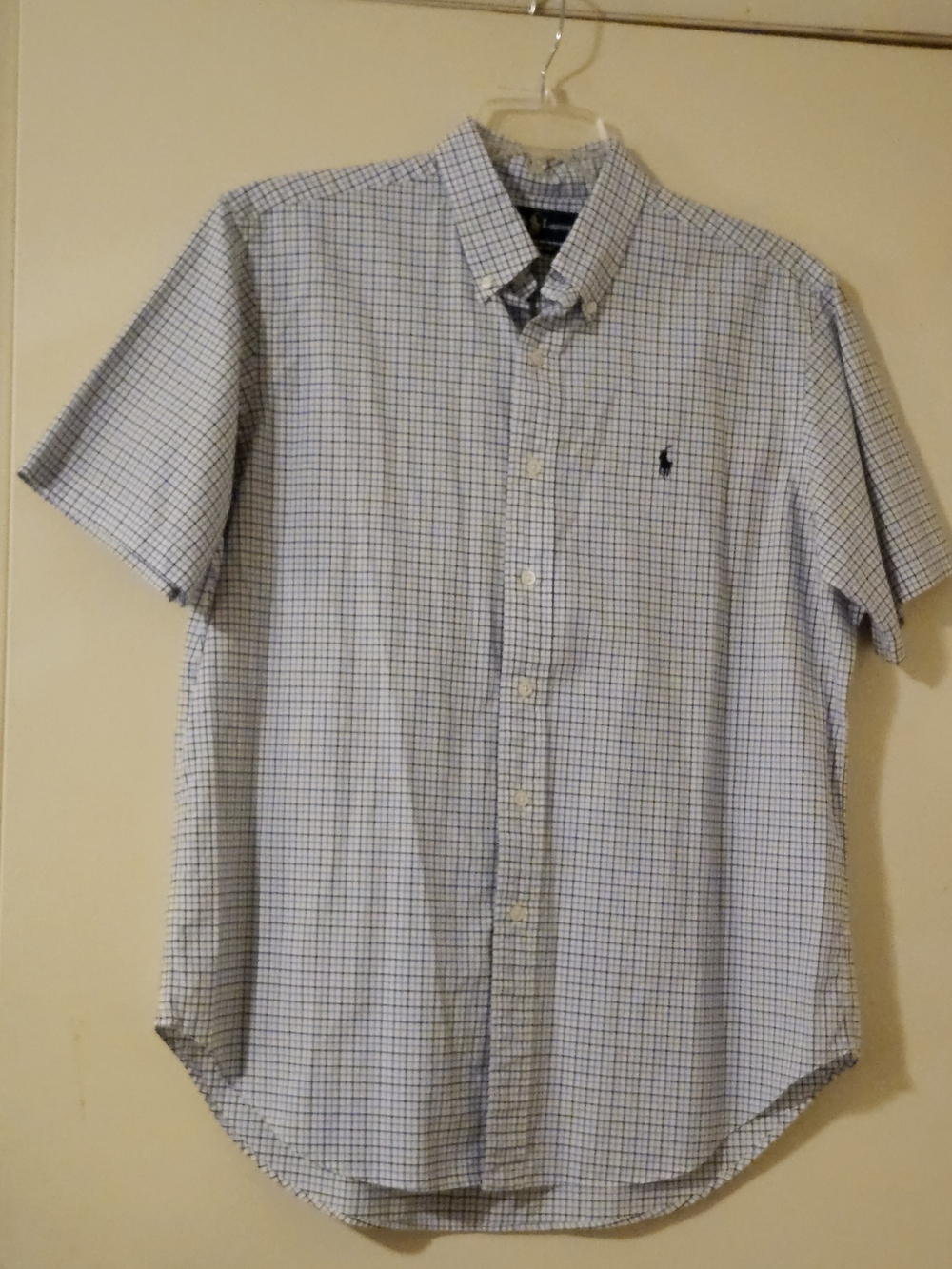 Ralph Lauren Classic Fit Preppy Blue Check Short-Sleeve Button-Down Shirt L